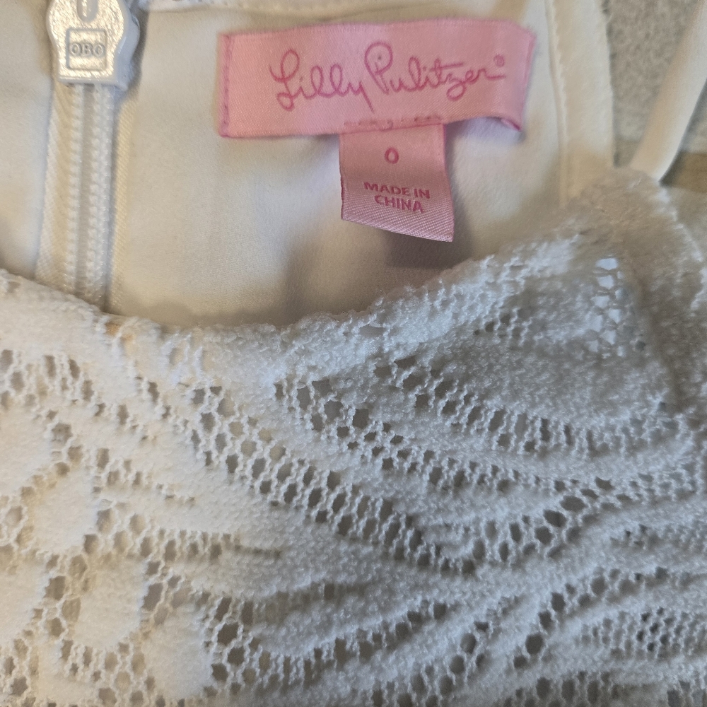 Lilly Pulitzer Resort White Pearl Shift Mini Tropical Fruit Lace Dress - Picture 6 of 11